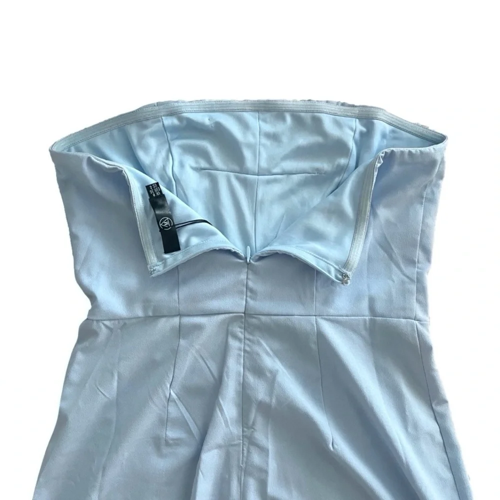 Nwt Missguided Powder Blue Bandeau Palazo Wide Leg Jumpsuit Women’s Size 4 - Picture 4 of 5